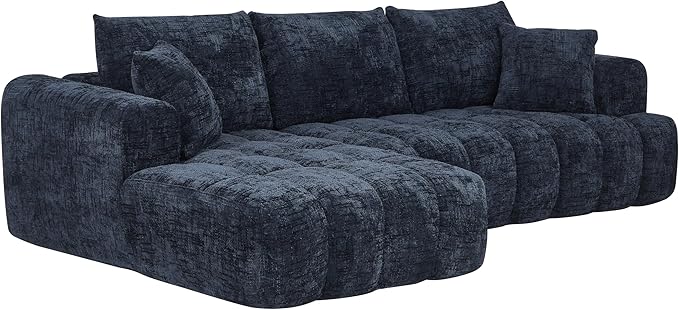 108 Inch Oversized Cloud Modular Sectional Sofa with Left Facing Chaise L Shaped Floor Lounge Couch Comfy Tufted Chenille Boneless Sofa with Deep SeatNo Assembly Required for Living Room Office