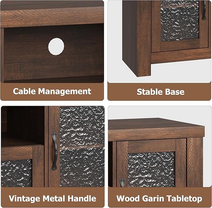 IDEALHOUSE TV Stand for 65 Inch TV Farmhouse Entertainment Center with Acrylic Door Storage Cabinet &amp Adjustable Shelves Rustic TV Console Table for Living Room Bedroom Brown