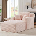 Oversized Chaise Lounge Chair Indoor Modern Corduroy Lounge Couch Comfy Upholstered Sleeper Sofa with Throw Pillows Fluffy Reading Chair Bed for Living Room Pink