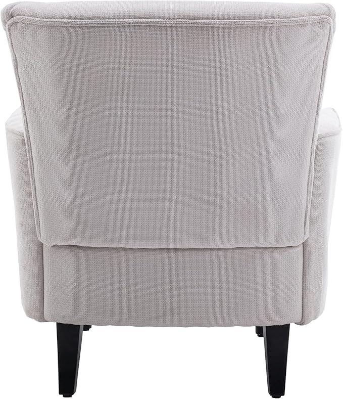 Generic Armchair Modern Accent Sofa Chair with Linen SurfaceLeisure Chair with Solide Wood feet for Living Room Bedroom StudioWhite