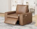 AMERLIFE 44” Power Recliner Chair with 8.5” Wide Armrests Single Electric Reclining Sofa with USB Charging Port Leather Recliner for Living Room Brown