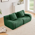Green Cloud Couch Loveseat Modern Teddy Fabric Boneless Sectional Sofa in a Box for Living Room Modular Floor Couch No Assembly Required Sofas para Sala