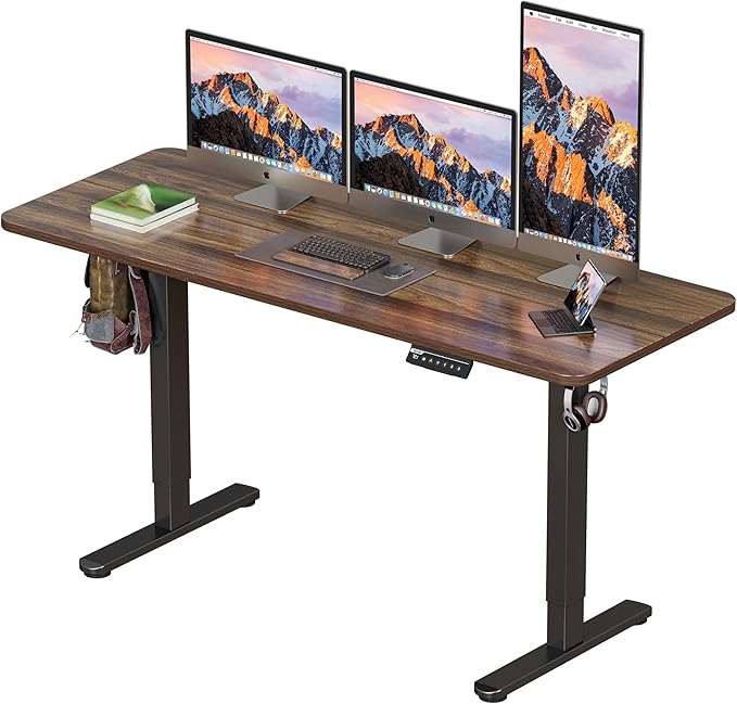 BIZUM Electric Standing Desk 63 x 24 Inch Computer Desk-Gaming Desk Dark Walnut Home Office Desks Height Adjustable Memory Stand Up Computer Workstation