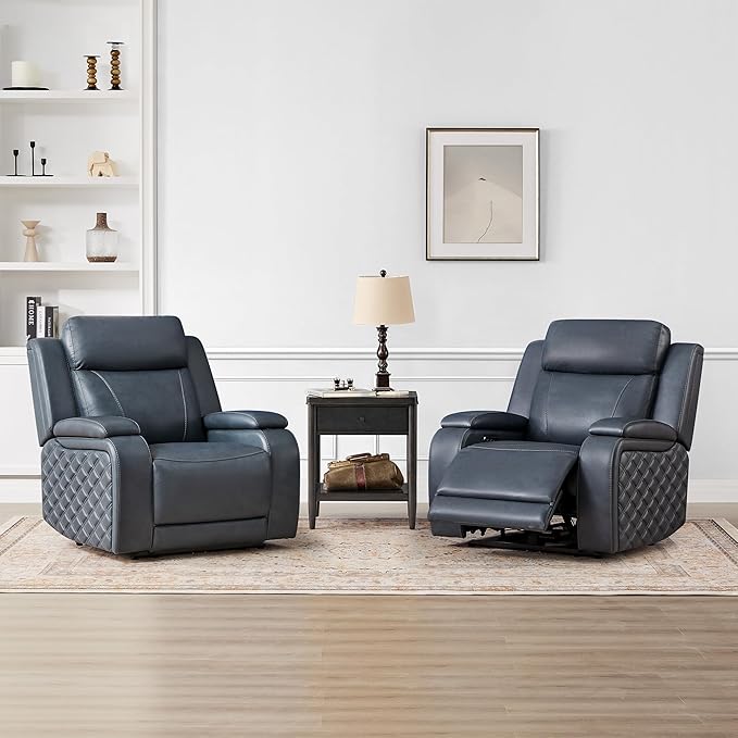 Watson &amp Whitely Genuine Leather Power Recliner Chairs for Adults Zero Gravity Recliner with Power Headrest &amp Hidden Storage RV Electric Reclining Sofa Chair for Living Room Home Office Na