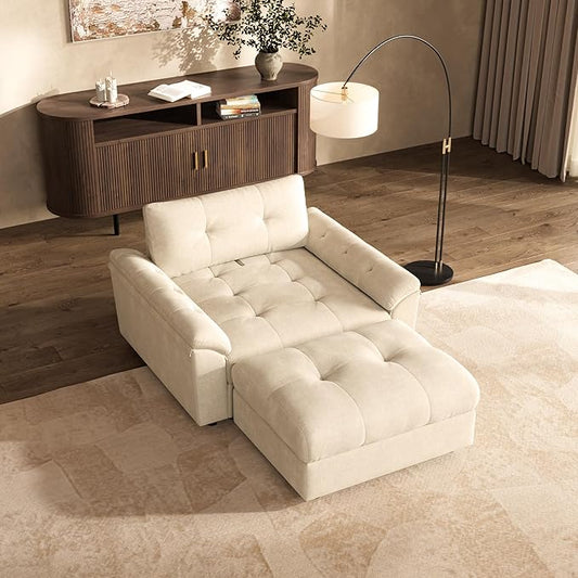 Oversized Modular Sectional Sofa with Adjustable Back Modern Comfy Sectional Couch with Storage Ottoman Deep Seat Chenille Cloud Couch for Living Room Chair with Ottoman Beige
