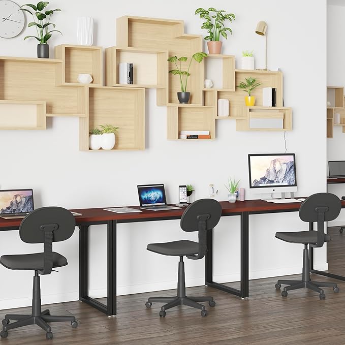 EMMA + OLIVER Industrial Modern Desk-47L Commercial Grade Home Office Desk-Mahogany/Black