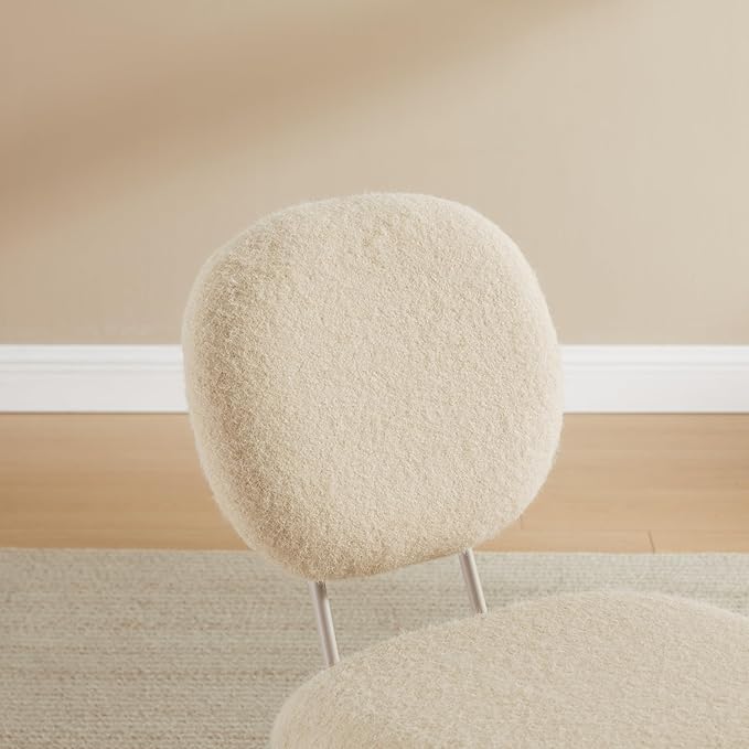 Zouron Accent Chairs Set of 2 Fabric Slipper Chairs Upholstered Single Sofa Chairs for Living Room Bedroom Apricot