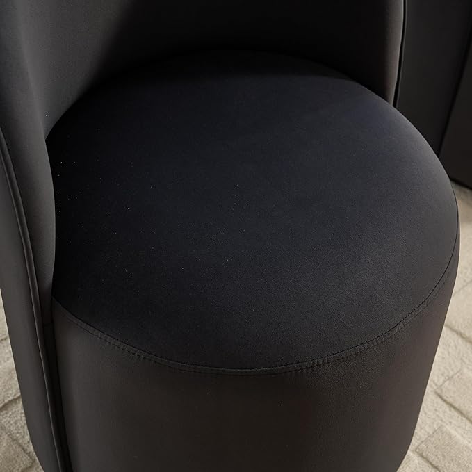 KEIKI Upholstered Swivel Barrel Chair Mid-Century Modern Velvet Accent Armchair for Living Room Bedroom Makeup Vanity 360° Rotating Sofa Chair Dark Gray