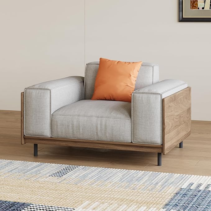 Modern-style 40.94 fabric sofa with solid wood frame and high-density sponge cushioning designed for easy assembly. A single-seater set suitable for living rooms and offices. (40.94inch-Armchair)