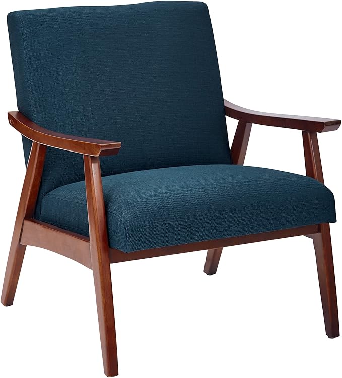 OSP Home Furnishings Davis Accent Chair with Medium Espresso Frame Klein Azure Blue