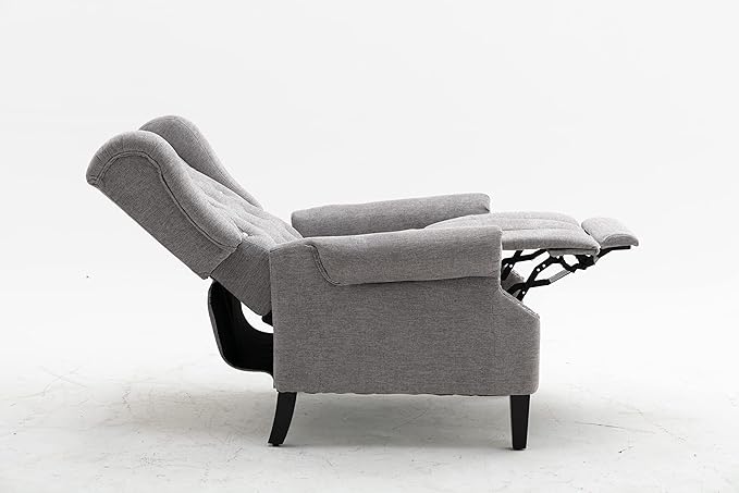 Recliner Chair Adjustable Home Theater Single Fabric Recliner Sofa Furniture with Tufted Woven Fabric Push Back Recliner Wingback Armchair For Living Room Modern Living Room Recliners (Light Gray)