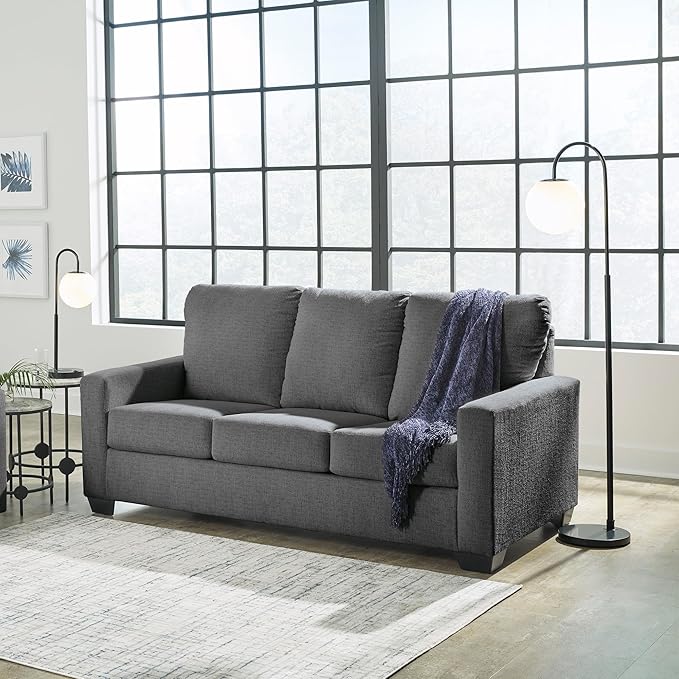 Signature Design by Ashley Rannis Casual 2-in-1 Sofa Sleeper with Folding Gel Memory Foam Mattress Full Gray