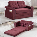 53'' Folding Sofa Bed Boneless Loveseat Sleeper Sofa 2 in 1 Convertible Foldable Pull Out Sofa Bed with Pillows Comfy Cloud Floor Couch for Living Room Small Space No Assembly(Wine Red)