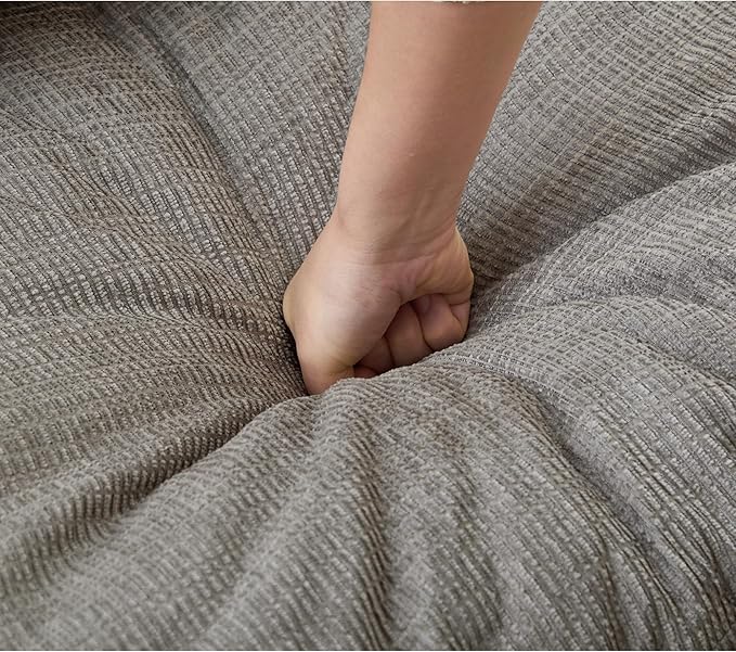 2 Seats Modular Sectional Couches with Neck Pillow &amp Backrest Chenille Armless Upholstered Loveseat Sofa Chair for Living Room Apartment At Will DIY (Light Grey)