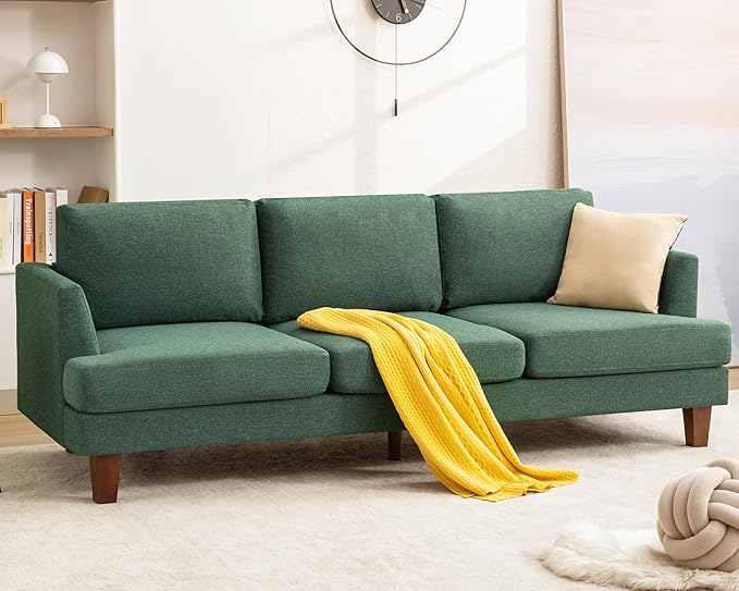 Mid Century Modern Couches for Living Room 89 Comfy Green Couch Sofa with 3-Seater Deep Seats Upholstered Sofas for Living Room Office Apartment Bedroom