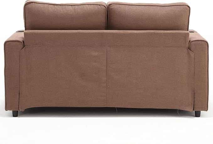 Futon Sofa Bed Convertible Folding Futon Breathable Small Couch Adjustable Pull Out Chaise Lounge for Compact Living Studio in Living Room and Bedroom Offices Loveseat (Brown)