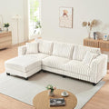 AVZEAR L Shaped Faux Rabbit Fur Fabric Sectional Couch Modern Cloud Modular Sofa with Movable Ottoman and 2 Pillows Small Sectional Convertible Couch for Living Room Bedroom and Apartment White