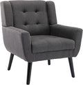 Linen Accent Chair Mid-Century Modern Tufted Armchair for Living Room Bedroom &amp Office (Drak Gray)