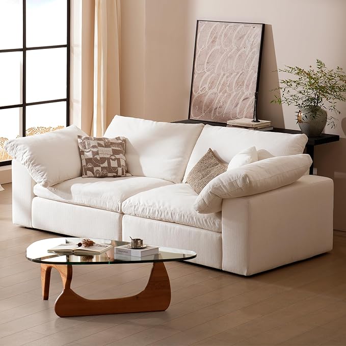 Modular Sectional Sofa 78.7 L Shaped Modern Sofa Modular Sectional Cloud Couch with Ottoman Modern Cloud Sectional Couches for Living Room Deep Seat Sofa with Washable Cover