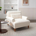 Christopher Knight Home Accent Chair Boucle Club Chair Upholstered Lounge Chair Large Size Armchair Roman Column Legs Cozy Reading Single Sofa Chair for Living Room Bedroom Home Study White