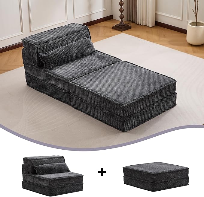 KEIKI 2Seat Modular Velvet Sofa Couch with Chaise Memory Foam for Living Room Home Office Style Conscious Homeowners Cozy Warm Perfect for Entertaining Relaxation Classic Refined Design Dark Grey