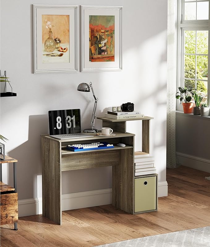 Computer Desk with Storage Working Table with Keyboard Drawer for Bedroom Home Workstation for Writing Working Studying