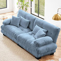 KEIKI 94 Sectional Sofa with 4 Pillows Comfy Sleeper Cloud Loveseat Couch Set Soft Deep Seat Sofa Chenille Upholstered Loveseat for Apartment &amp Living Room Blue