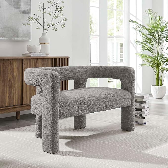 Modway EEI-6477-LGR Kayla Boucle Upholstered Loveseat Light Gray