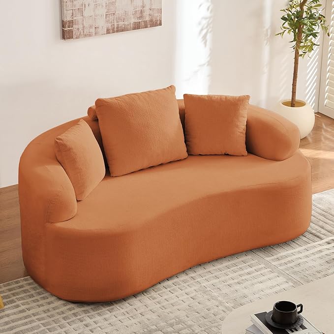 PUREMIND 67 Couches for Living Room Boneless Comfy Modern Sofa Cloud Sectional Modern Sleeper Couch with Chaise for Bedroom Apartment No Assembly Required (Orange)