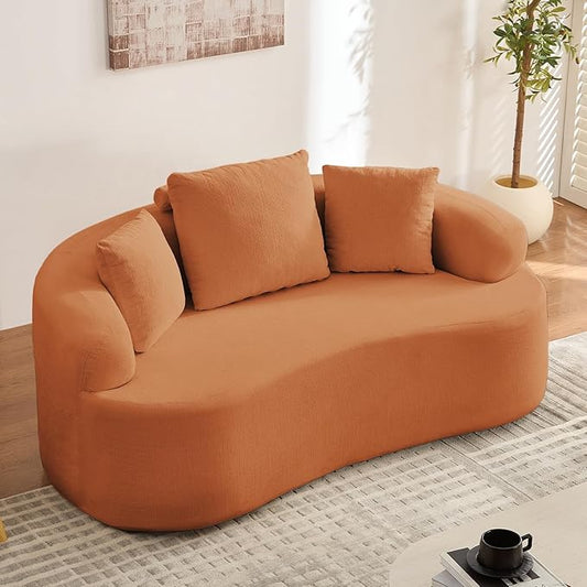 PUREMIND 67 Couches for Living Room Boneless Comfy Modern Sofa Cloud Sectional Modern Sleeper Couch with Chaise for Bedroom Apartment No Assembly Required (Orange)