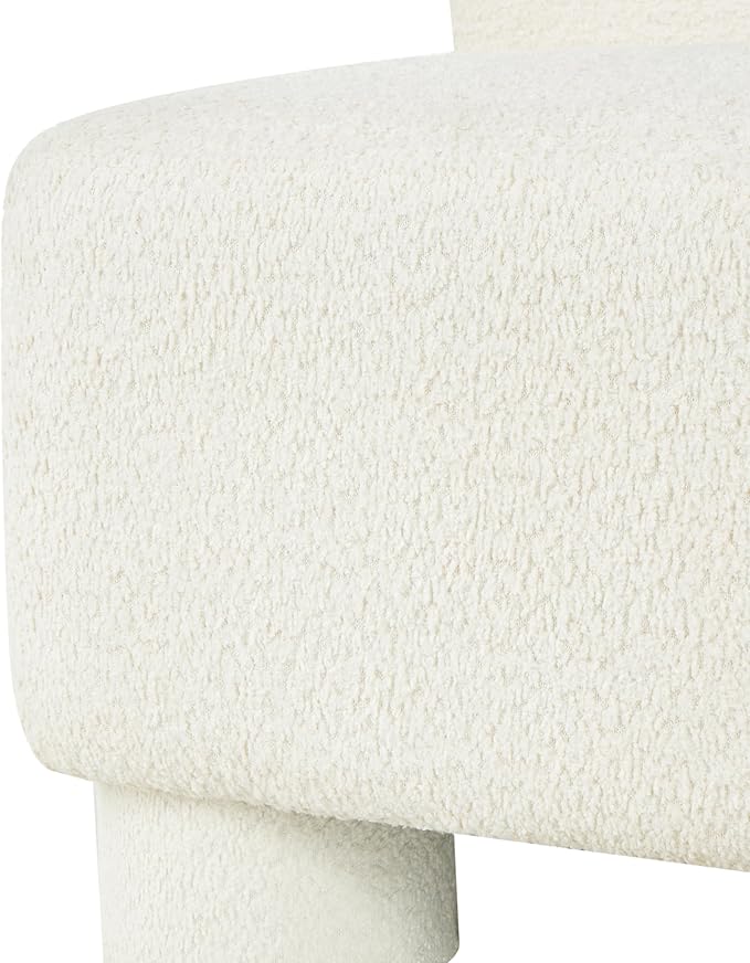 Deco 79 Polyester Living Room Accent Chair Square Boucle Side Chair Corner Chair 33 x 31 x 27 White