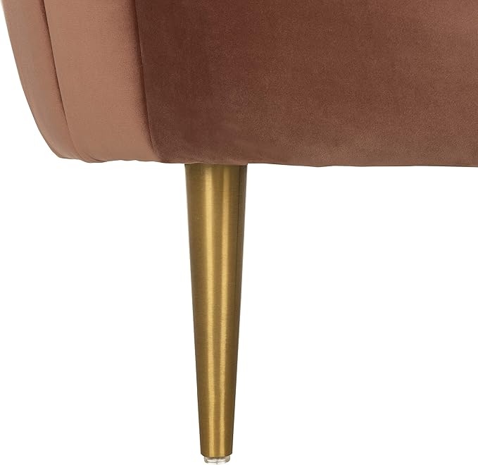 Safavieh Couture Home Razia Retro Glam Dusty Rose Pink Velvet Channel Tufted Tub Chair