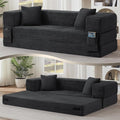 GNIXUU 78.7 Boneless Convertible Sleeper Sofa Bed 4-in-1 Folding Corduroy Futon Couch Bed Oversized Loveseat Modular Floor Mattress Couch for Living Room Bedroom Lounge No Assembly Grey