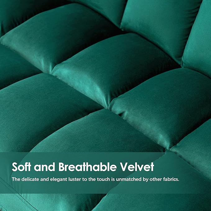 MCombo Loveseat Sofa Couch Mid-Century Velvet Armless Settee 2-Seater Upholstered Bench for Living Room Bedroom 4018 (Green)