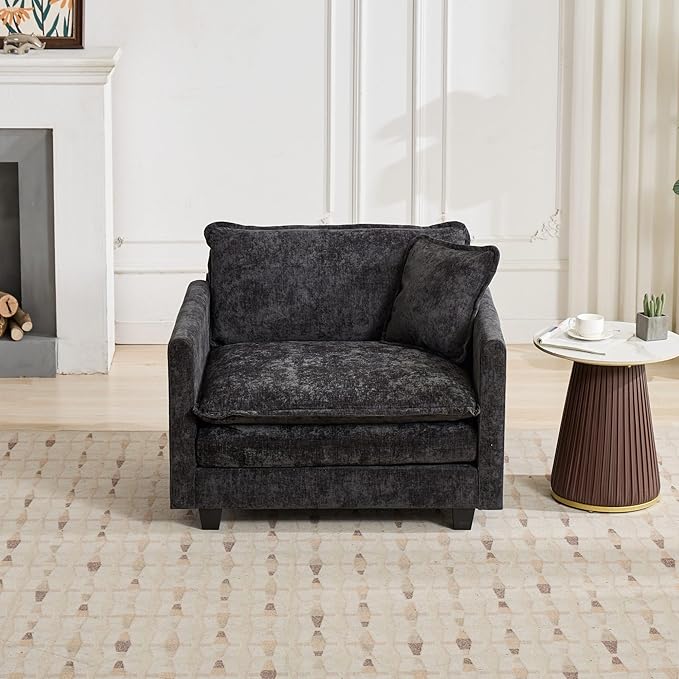 ERYE Single Cloud Cushion Chair Seat Modern Chenille Upholstered Accent Armchair for Living Room Bedroom and Office Pillow Included
