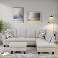 FONTOI L Shaped Sectional Couches Modern Modular Sectional Sofa for Living Room Bedroom Furniture Cozy 4 Seat Couch with Ottoman Storage &amp Chaise Gray White