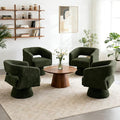 Accent Barrel Chair Set of 2 Modern Teddy Bear Velvet Club Chair 360° Swivel Degree Dressing Chair Suitable for Living Room Reading Room Bedrooms Office Green