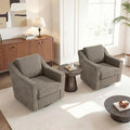Swivel Accent Chairs Set of 2 Mid Century Round Barrel Arm Chair for Living Room Comfy Chenille Club Single Sofa Chair for Bedroom-Sand