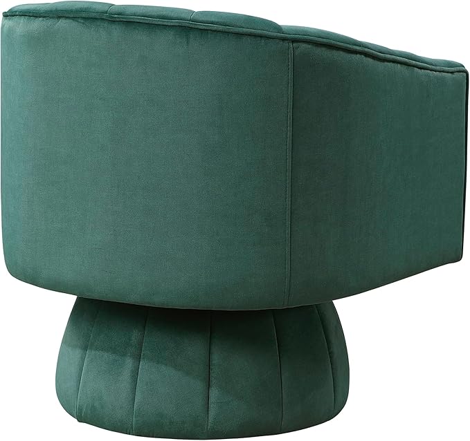 Lexicon Modern Swivel Accent Chair Velvet Fabric Upholstered Swivel Lounge Chair with Rounded Base and Channel Stitching for Living Room/Bedroom/Office Easy Assembly Dark Green