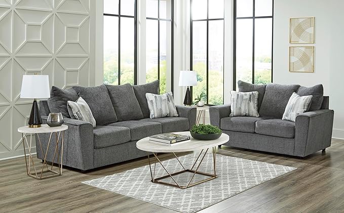 Signature Design by Ashley Stairatt Casual Loveseat with Flared Arms Gray