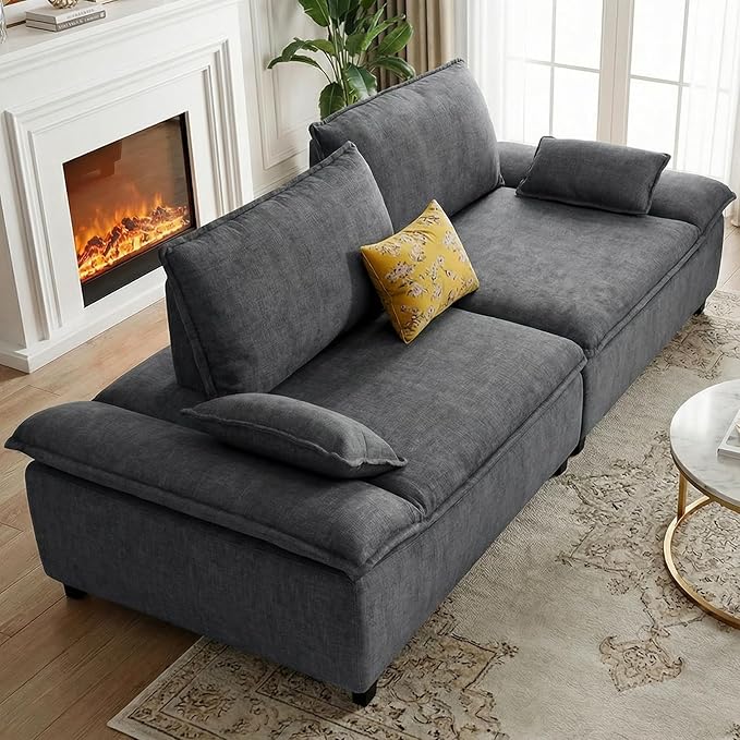 114” Oversized Sectional Sofa – Sailboat Cloud Couch with Adjustable Backrest Extra Deep &amp Wide Seats Modern Sleeper Sofa for Living Room (Grey 114-inch)