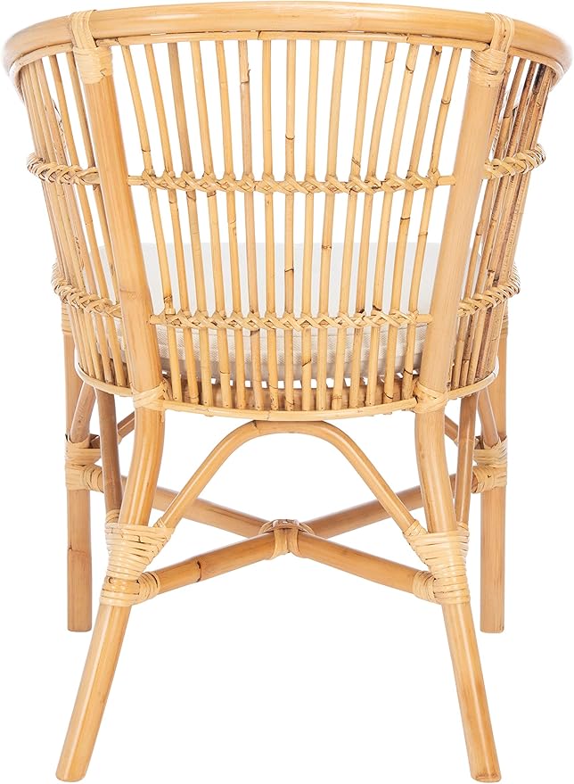 Safavieh Home Collection Olivia Rattan Cushion Accent Chair Natural/White