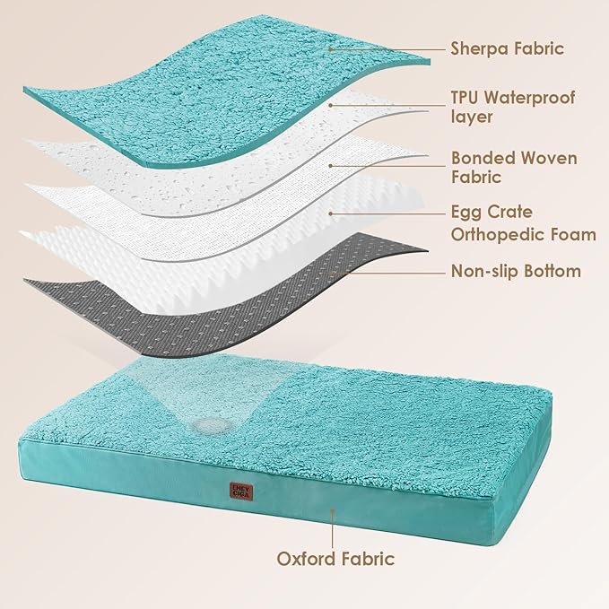 EHEYCIGA Orthopedic Medium Dog Beds for Small Dogs with Removable Washable Cover for Crate Turquoise Blue 30x20