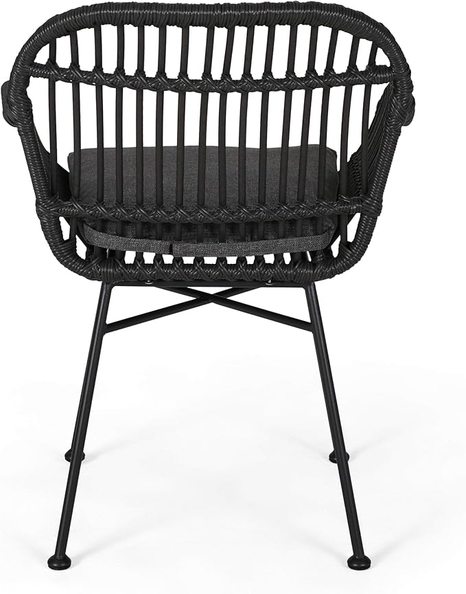 Christopher Knight Home Rodney Indoor Woven Faux Rattan Chairs with Cushions (Set of 2) Dark Gray Finish