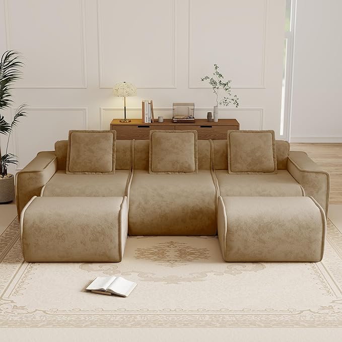 KEIKI 3Seat Modular Boneless Velvet Sofa Couch for Rustic Home Small Space Style Conscious Rustic Homeowners Warm Inviting Comfy Supportive Rest Space Elegant Premium Premium Design