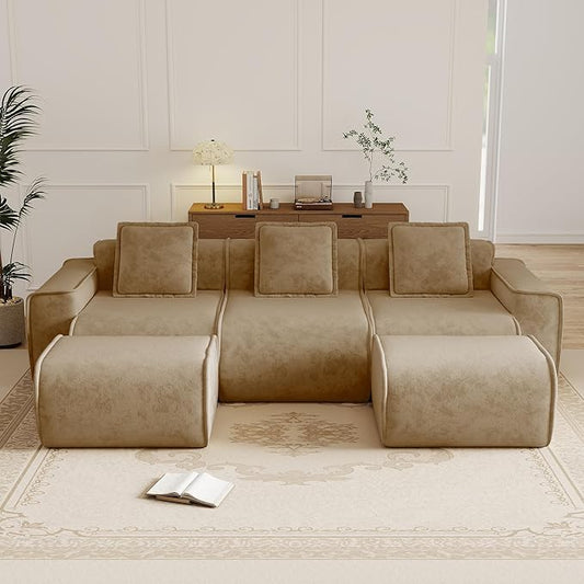 KEIKI 3Seat Modular Boneless Velvet Sofa Couch for Rustic Home Small Space Style Conscious Rustic Homeowners Warm Inviting Comfy Supportive Rest Space Elegant Premium Premium Design