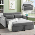 Pull Out Couch with USB Port Loveseat Sleeper Sofa Bed Nailhead Trim Design with 2 Pillows &amp Side Storage Pockets 3 in 1 Velvet Sofa Adjustable Backrest Resilient Sponge Cushions Grey