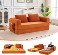 79 Convertible Sofa Bed 5-in-1Boneless Couch for Living Room with 2 Pillows Corduroy Folding Sleeper Sofa Bed Boneless Cloud Loveseat Futon Sofa Bed for Living Room Bedroom Lounge Orange