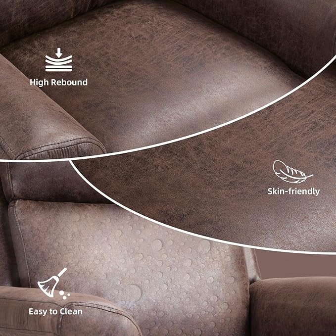 Push Back Recliner Chair Faux Leather Lounge Armchair with Footrest Decoration Single Sofa Accent Chair for Living Room Bedroom Small Spaces (1 Dark Brown)