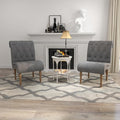 Simore Fabric Accent Chair Set of 2Modern Button-Tufted Living Room Chairs Upholstered Armless Bedroom Chair with Wooden Legs